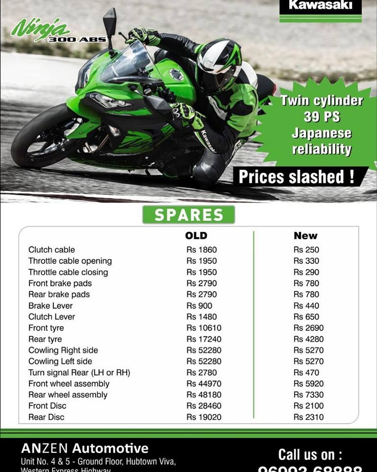 filter Enumerate tempo 2019 Kawasaki Ninja 300 Spares Parts Reaches New Affordable Levels